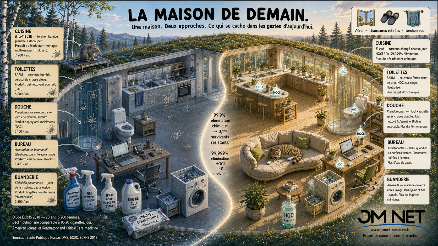 Infographie JM Net - Plan d'attaque maison contre les bactéries résistantes